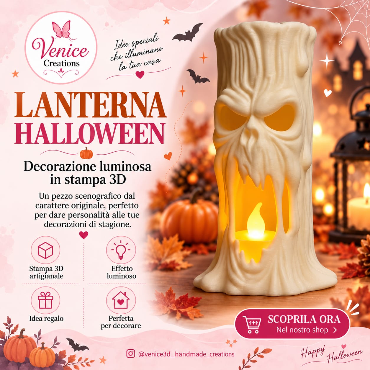 Lanterna Fantasma LED di Halloween in stampa 3D
