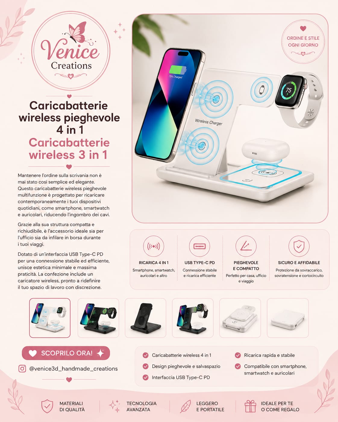 Four-in-one Folding Wireless Charger Three-in-one Wireless Charger
