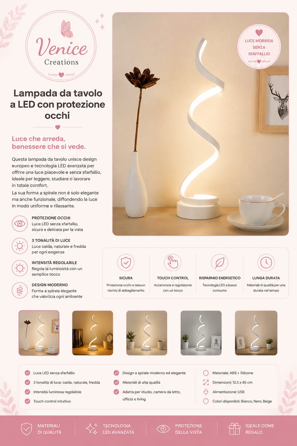 Led Eye Protection Bedside Bedroom Table Lamp