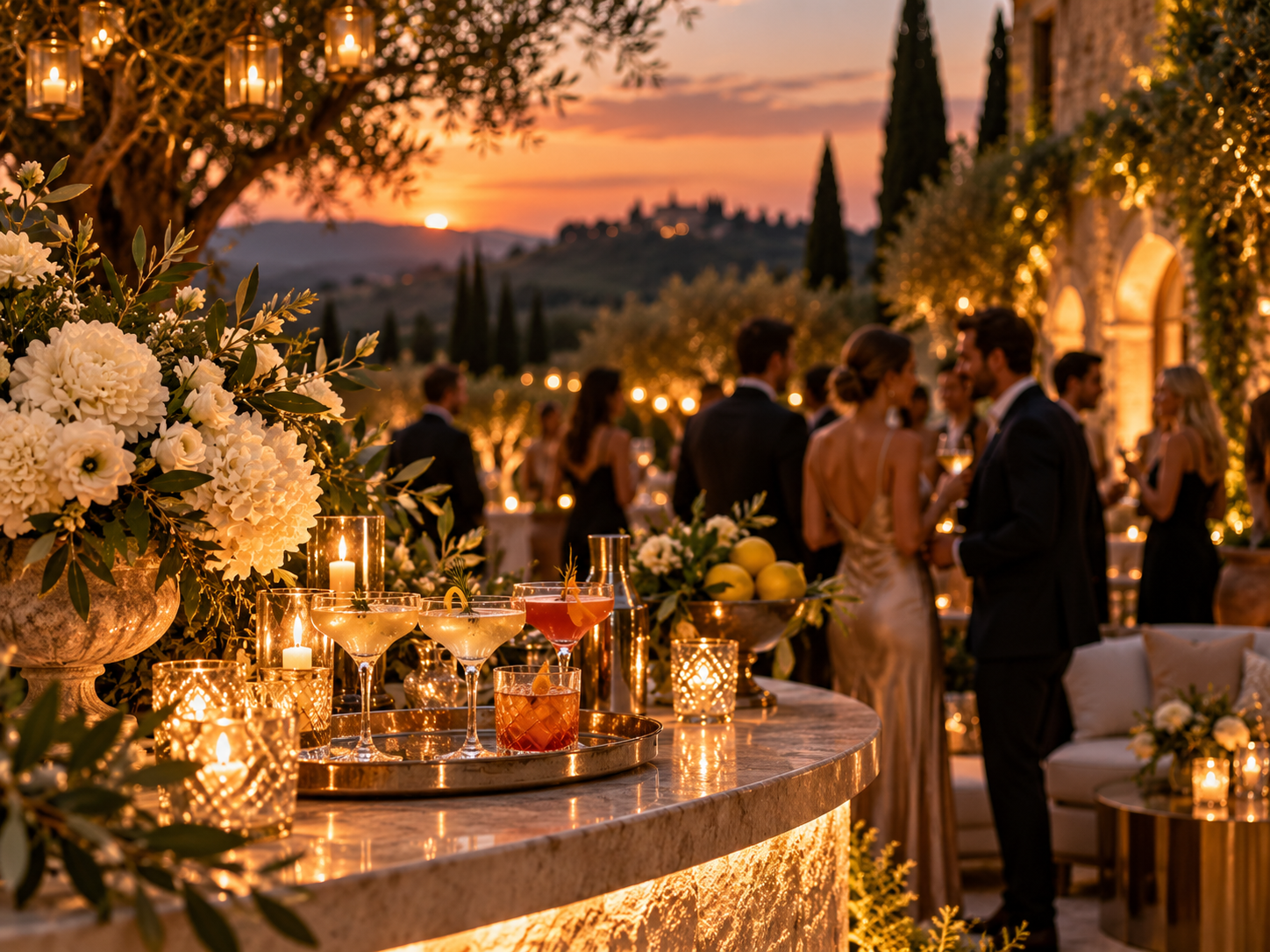Tavolo scenografico per evento privato o aziendale con decorazioni eleganti